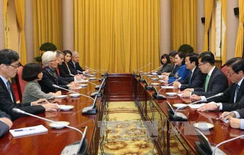 ທ່ານເຈືອງເຕີນຊາງປະທານປະເທດໃຫ້ການຕ້ອນຮັບຜູ້ອຳນວຍການໃຫຍ່ກອງທຶນສາກົນ